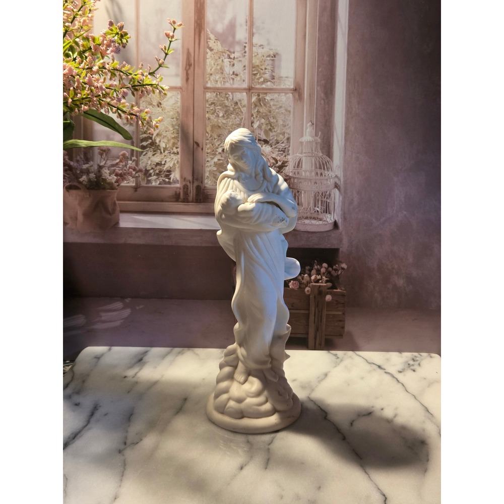 Teleflora Gift Madonna and Child Figurine Matte White Porcelain Religious Statue